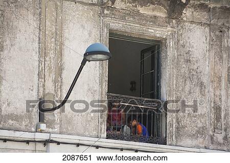 Stock Image - Window In The Old Quarter, Montevideo, Uruguay. Fotosearch