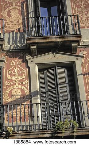 Picture - Windows And Balconies Of Modernist Building, Close Up. Fotosearch