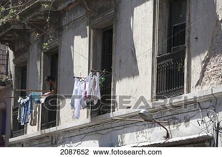 Stock Image - Windows In The Old Quarter, Montevideo, Uruguay. Fotosearch