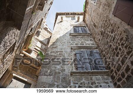 Stock Photo - Windows Of An Old Building, Trogir, Split-Dalmatia, Croatia. Fotosearch