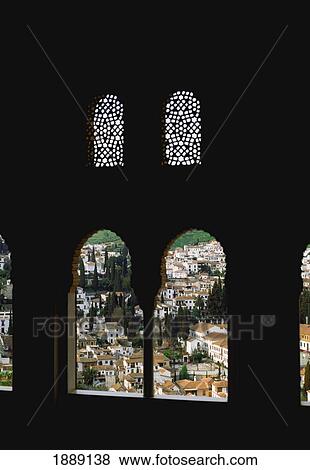 Stock Photo - Windows Of Palace Nazaries Looking At Granada. Fotosearch