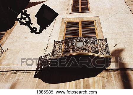 Windows With Shutters And Balcony And Lamp Detail, Close Up View Large Photo Image Stock Photography - Windows With Shutters And Balcony And Lamp Detail, Close Up. Fotosearch