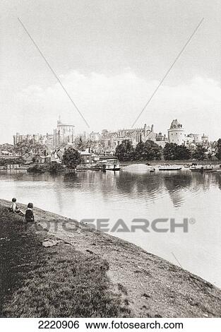 Windsor Castle, England Seen From The River Thames In The Late 19Th Century. From London, Historic And Social, Published 1902. View Large Photo Image Stock Photograph - Windsor Castle, England Seen From The River Thames In The Late 19Th Century. From London, Historic And Social, Published 1902.. Fotosearch