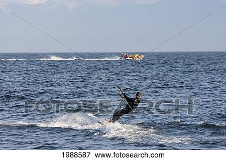 Stock Photo - Windsurfer In Oak Bay, Victoria, British Columbia, Canada. Fotosearch