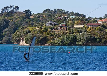 Windsurfers; New Zealand View Large Photo Image Stock Photography - Windsurfers; New Zealand. Fotosearch