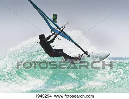 Windsurfing Off Punta Paloma; Tarifa Cadiz Andalusia Spain View Large Photo Image Picture - Windsurfing Off Punta Paloma; Tarifa Cadiz Andalusia Spain. Fotosearch