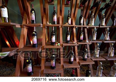 Stock Photograph - Wine Bottles For Sale At Las Duelas Wine And Specialties Store, Uriondo, Tarija, Bolivia. Fotosearch