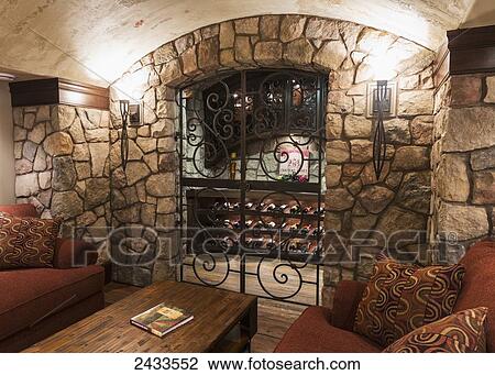 Stock Image - Wine cellar; Edmonton, Alberta, Canada. Fotosearch