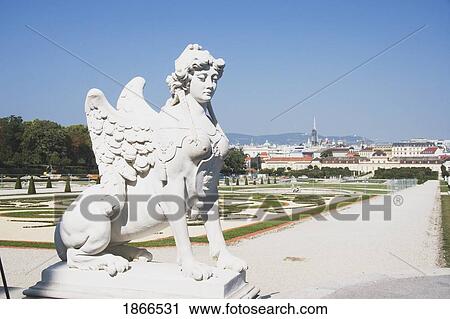Stock Image - Winged Sphinx, Belvedere Palace, Vienna, Austria. Fotosearch