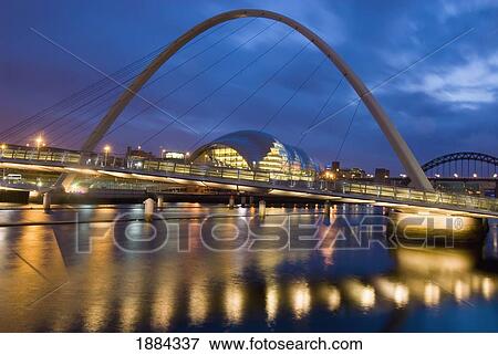 Stock Photo - Winking Bridge And Sage Centre Over The Tyne. Fotosearch