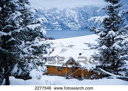 Winter alpine scenery with mountains, snow and a pine forest with Brekke rental cabins; Ortnevik, Sognefjord, Norway View Large Photo Image Stock Photograph - Winter alpine scenery with mountains, snow and a pine forest with Brekke rental cabins; Ortnevik, Sognefjord, Norway. Fotosearch