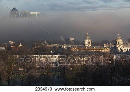 Stock Photo - Winter Morning Over Old Royal Naval College; Greenwich, London, England, Uk. Fotosearch