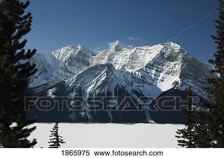 Stock Photography - Winter Snow On Upper Lake, Kananaskis Country, Alberta. Fotosearch