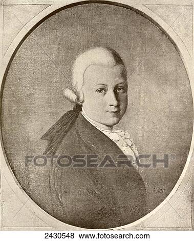Stock Photo - Wolfgang Amadeus Mozart, 1756 - 1791. Austrian composer and musician as a child. From Mozart, published 1935. Fotosearch