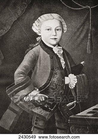 Stock Photo - Wolfgang Amadeus Mozart, 1756 - 1791, as a child. Austrian composer and musician. From Mozart, published 1935. Fotosearch