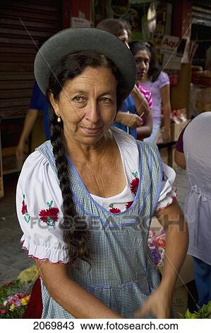 Stock Image - Woman At The Jueves De Comadres Market During Carnaval Chapaco, Tarija, Bolivia. Fotosearch
