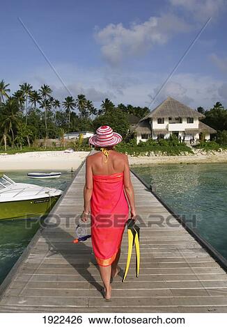 Woman Carrying Mask And Flippers View Large Photo Image Stock Photograph - Woman Carrying Mask And Flippers. Fotosearch