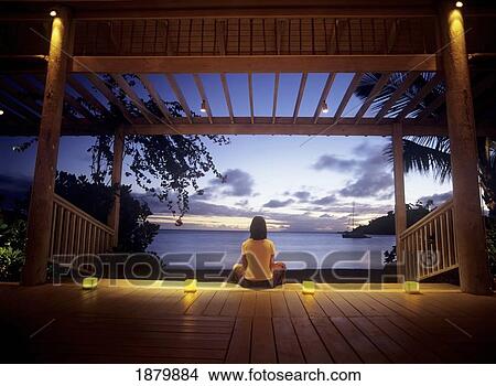 Woman Contemplating Sunset View Large Photo Image Picture - Woman Contemplating Sunset. Fotosearch
