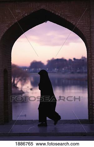 Stock Photography - Woman Crossing The Si O Se Bridge. Fotosearch