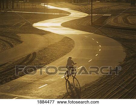 Woman Cycling Down Path At Dawn Beside Santa Monica Beach View Large Photo Image Stock Photo - Woman Cycling Down Path At Dawn Beside Santa Monica Beach. Fotosearch