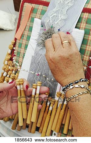 Woman Doing Traditional Lace-Making View Large Photo Image Stock Image - Woman Doing Traditional Lace-Making. Fotosearch
