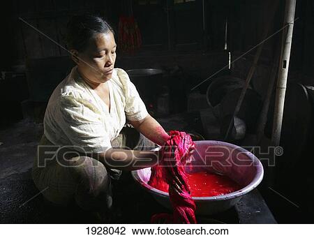 Woman Dying Material, Ingle Lake, Burma View Large Photo Image Stock Image - Woman Dying Material, Ingle Lake, Burma. Fotosearch