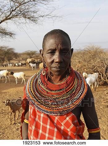 Stock Image - Woman From Samburu Manyatta Village. Fotosearch