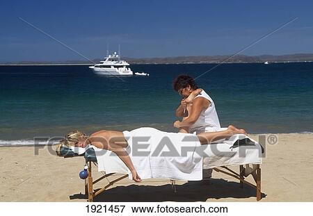 Stock Photo - Woman Getting Massaged. Fotosearch