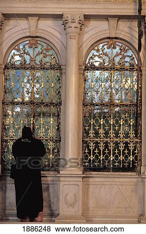 Woman In Chador Veil Looking In Window Of Omayyad Mosque View Large Photo Image Stock Photo - Woman In Chador Veil Looking In Window Of Omayyad Mosque. Fotosearch