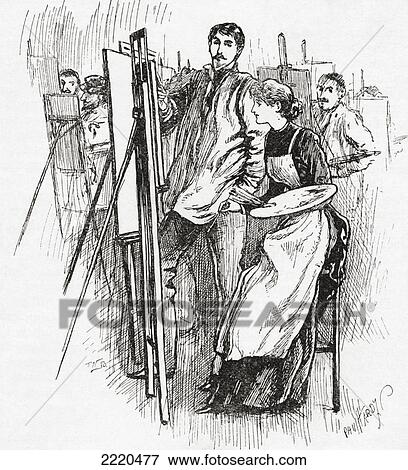 Woman Learning To Paint In 19Th Century Atelier. From The Strand Magazine Published 1894. View Large Photo Image Stock Photo - Woman Learning To Paint In 19Th Century Atelier. From The Strand Magazine Published 1894.. Fotosearch