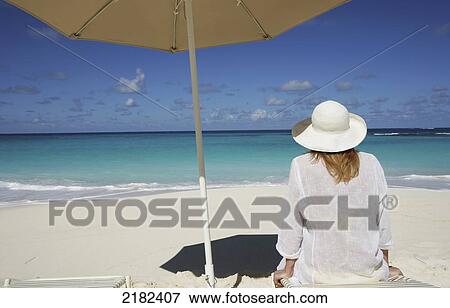 Woman On Beach, Anguilla View Large Photo Image Stock Photo - Woman On Beach, Anguilla. Fotosearch