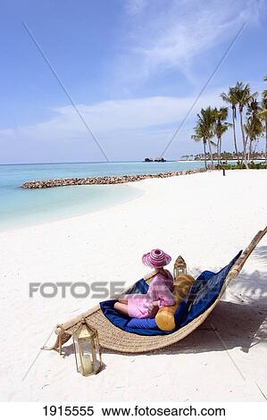 Woman On Beach Chair View Large Photo Image Stock Photography - Woman On Beach Chair. Fotosearch