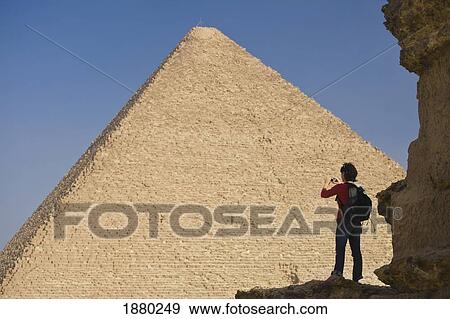 Woman Photographing Cheops Pyramid View Large Photo Image Stock Photo - Woman Photographing Cheops Pyramid. Fotosearch
