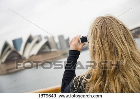 Woman Photographing Sydney Opera House From Ferry View Large Photo Image Stock Photo - Woman Photographing Sydney Opera House From Ferry. Fotosearch