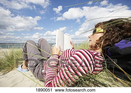Woman Reading On Beach View Large Photo Image Stock Image - Woman Reading On Beach. Fotosearch