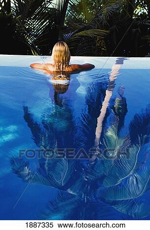 Woman Relaxing In Swimming Poll, Rear View View Large Photo Image Stock Photography - Woman Relaxing In Swimming Poll, Rear View. Fotosearch