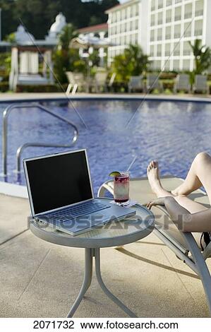 Woman Sun Tanning By A Pool With A Laptop, Panama City, Panama View Large Photo Image Stock Image - Woman Sun Tanning By A Pool With A Laptop, Panama City, Panama. Fotosearch