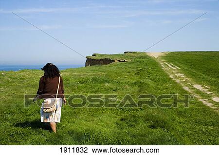 Woman Walking Along Cliff, Rear View, Weybourne, Norfolk, Uk View Large Photo Image Stock Image - Woman Walking Along Cliff, Rear View, Weybourne, Norfolk, Uk. Fotosearch