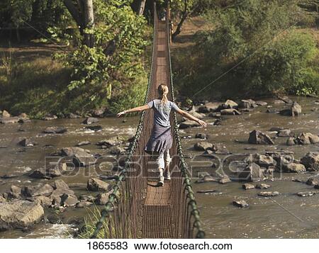 Woman Walking On Bridge; Kenya, Africa View Large Photo Image Stock Image - Woman Walking On Bridge; Kenya, Africa. Fotosearch