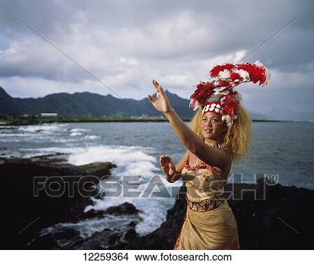 Woman wearing a traditional Samoan dress and headdress; American Samoa View Large Photo Image Picture - Woman wearing a traditional Samoan dress and headdress; American Samoa. Fotosearch