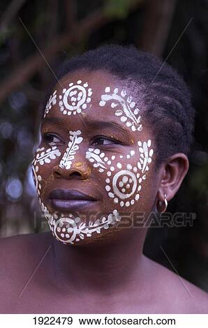 Woman Wearing Decorative White Face Paint; Nosy Komba, Madagascar View Large Photo Image Stock Photo - Woman Wearing Decorative White Face Paint; Nosy Komba, Madagascar. Fotosearch