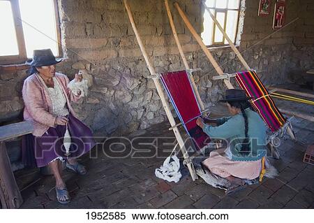 Stock Photography - Woman weaving wool, Jatun Yampara Indigenous Community, Chuquisaca Department, Bolivia. Fotosearch