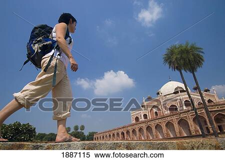 Woman With Backpack Walking Towards Humayun's Tomb View Large Photo Image Stock Photography - Woman With Backpack Walking Towards Humayun's Tomb. Fotosearch