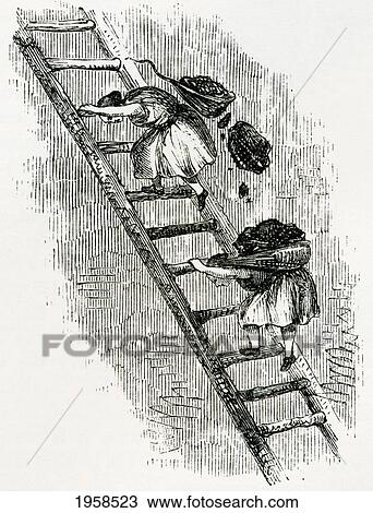 Stock Image - Women Carrying Coal To Surface In East Scotland Mines In The 19Th Century. From Cyclopaedia Of Useful Arts And Manufactures By Charles Tomlinson.. Fotosearch