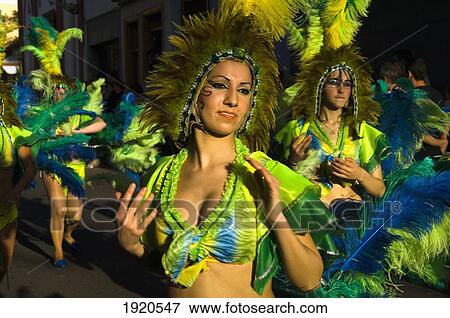 Stock Photo - Women Dancing At International Carnival Of Puerto De La Crux In Gran Coso Apoteosis. Fotosearch