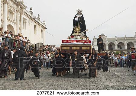 Women Dressed In Mourning Carry The Anda (Float) Of The Sorrowful Virgin Mary During A Good Friday Procession In Antigua Guatemala, Sacatep View Large Photo Image Stock Image - Women Dressed In Mourning Carry The Anda (Float) Of The Sorrowful Virgin Mary During A Good Friday Procession In Antigua Guatemala, Sacatep. Fotosearch