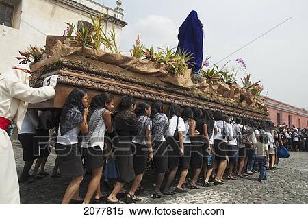Women Dressed In Mourning Carry The Anda (Float) Of The Sorrowful Virgin Mary During A Good Friday Procession In Antigua Guatemala, Sacatep View Large Photo Image Stock Photography - Women Dressed In Mourning Carry The Anda (Float) Of The Sorrowful Virgin Mary During A Good Friday Procession In Antigua Guatemala, Sacatep. Fotosearch