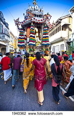 Women Following The Chariot On The Route To The Nattukotai Chettiar Temple; George Town Penang Malaysia View Large Photo Image Stock Image - Women Following The Chariot On The Route To The Nattukotai Chettiar Temple; George Town Penang Malaysia. Fotosearch