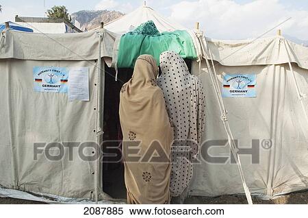 Stock Photography - Women In A Relief Camp After The 8 October 2005 Earthquake, Muzaffarabad, Azad Kashmir, Pakistan. Fotosearch