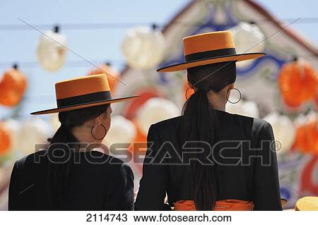 Women In Hats For The April Fair; Seville Andalusia Spain View Large Photo Image Stock Image - Women In Hats For The April Fair; Seville Andalusia Spain. Fotosearch